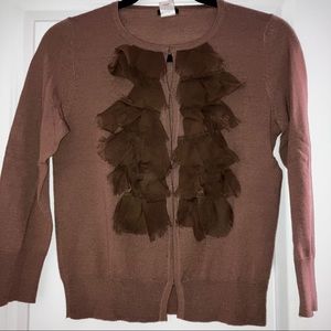 JCREW | vintage brown ruffle wool sweater | size S